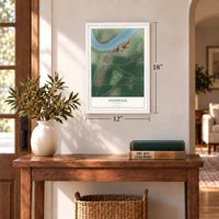 Avondale, Louisiana map, 12 x 18 inch print in a white frame in an entryway