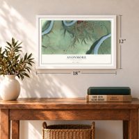 Avonmore, Pennsylvania map, 12 x 18 inch print in a white frame in an entryway