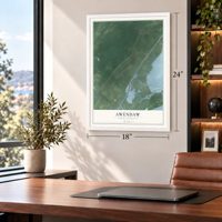 Awendaw, South Carolina map, 18 x 24 inch print in a white frame in a home office