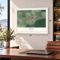 Axtell, Nebraska map, 18 x 24 inch print in a white frame in a home office