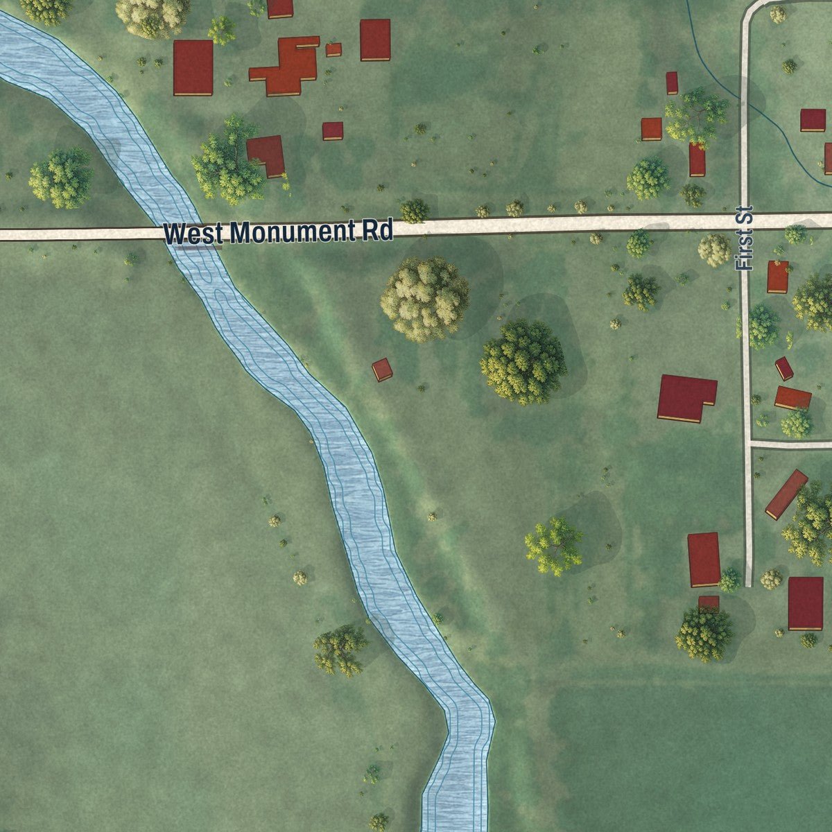 Second close-up of the map of Ayr, Nebraska print showing more streets and buildings