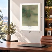 Aztec, Arizona map, 18 x 24 inch print in a white frame in a home office