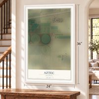 Aztec, Arizona map, 24 x 36 inch print in a white frame by a staircase