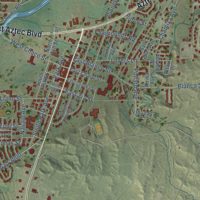 Second close-up of the map of Aztec, New Mexico print showing more streets and buildings