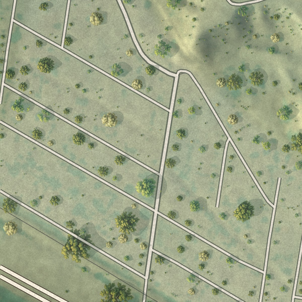 Second close-up of the map of B and E, Texas print showing more streets and buildings