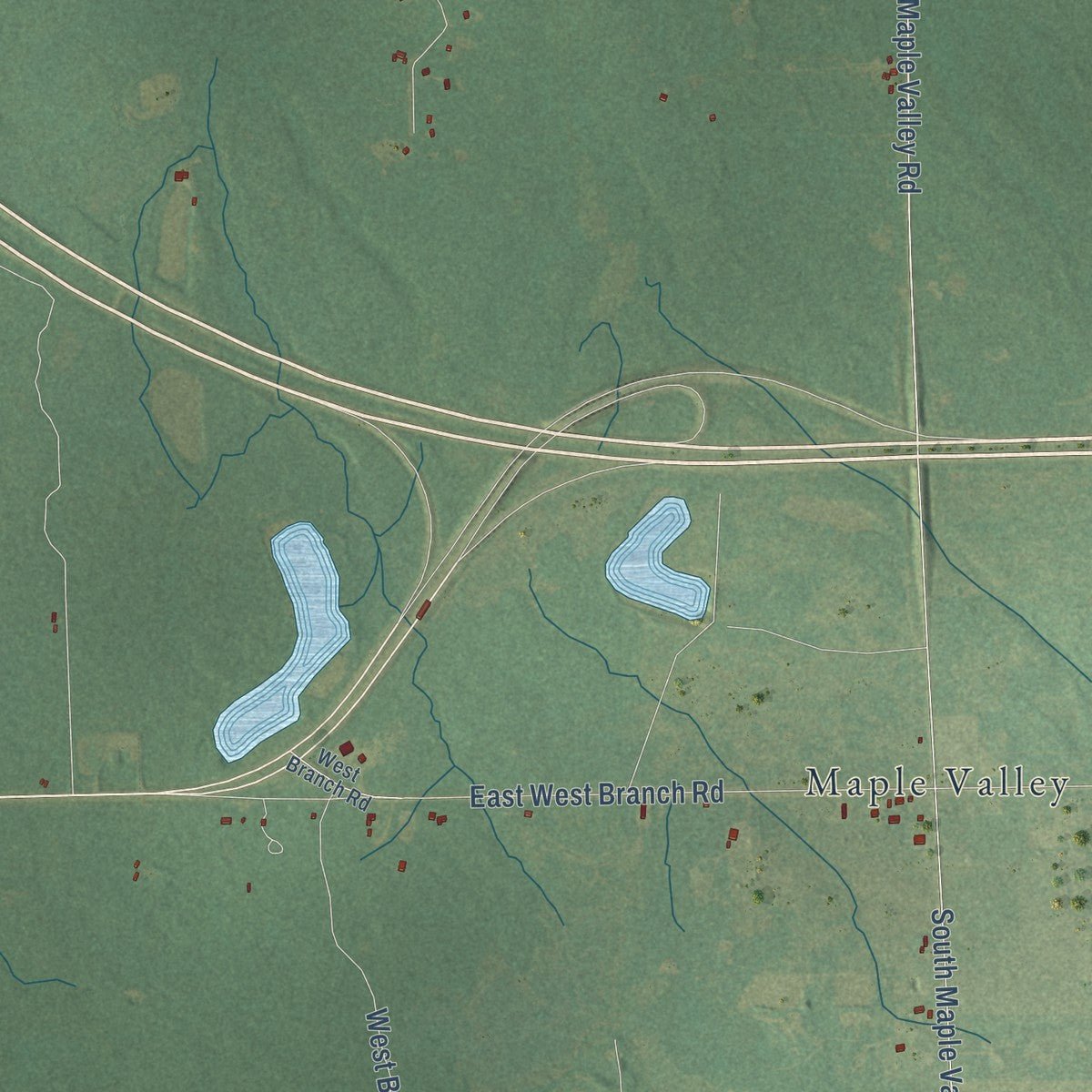 Second close-up of the map of Backus, Michigan print showing more streets and buildings