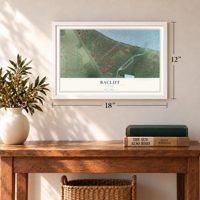 Bacliff, Texas map, 12 x 18 inch print in a white frame in an entryway