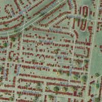 Second close-up of the map of Baden, Missouri print showing more streets and buildings