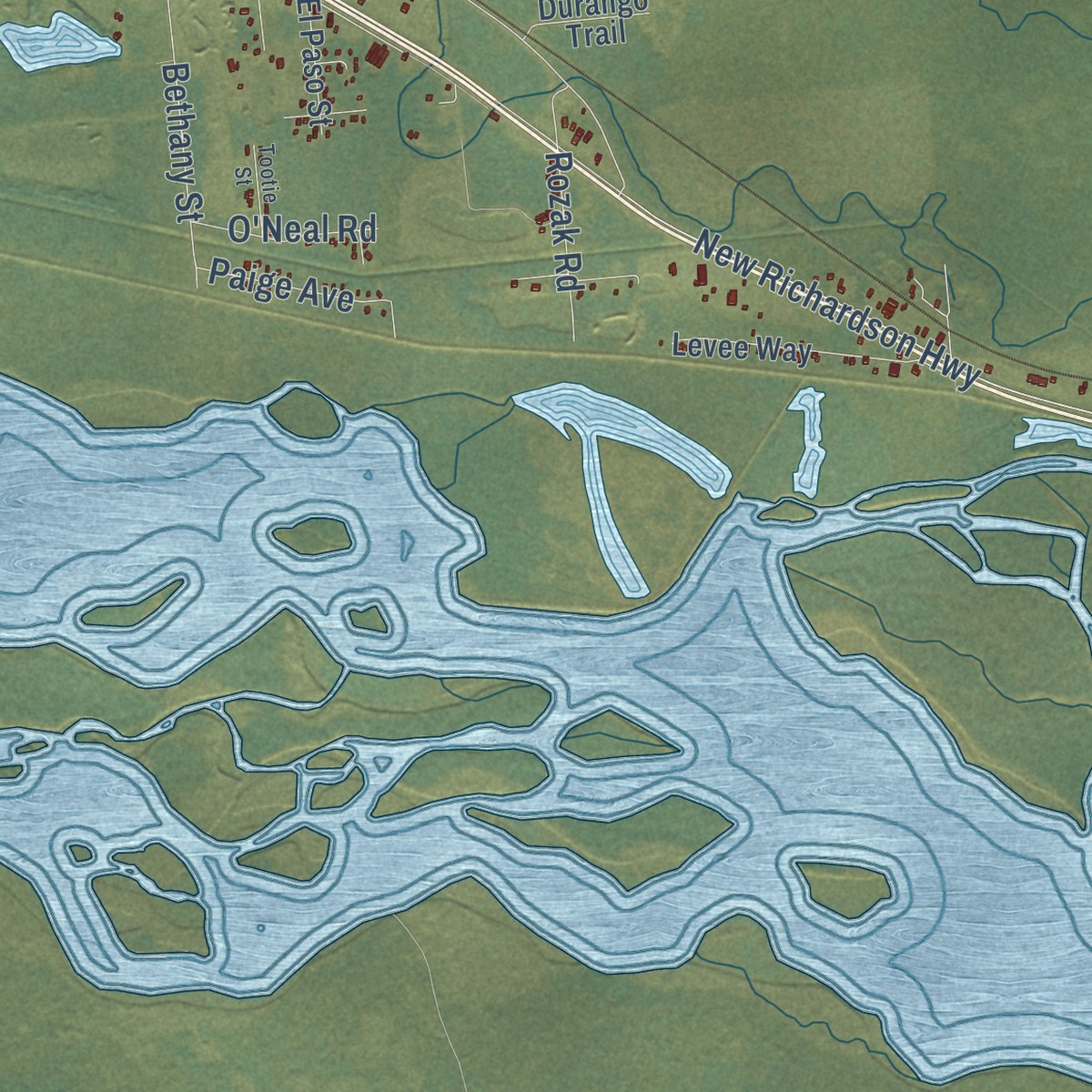 Second close-up of the map of Badger, Alaska print showing more streets and buildings