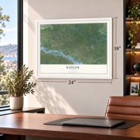 Badger, Alaska map, 18 x 24 inch print in a white frame in a home office