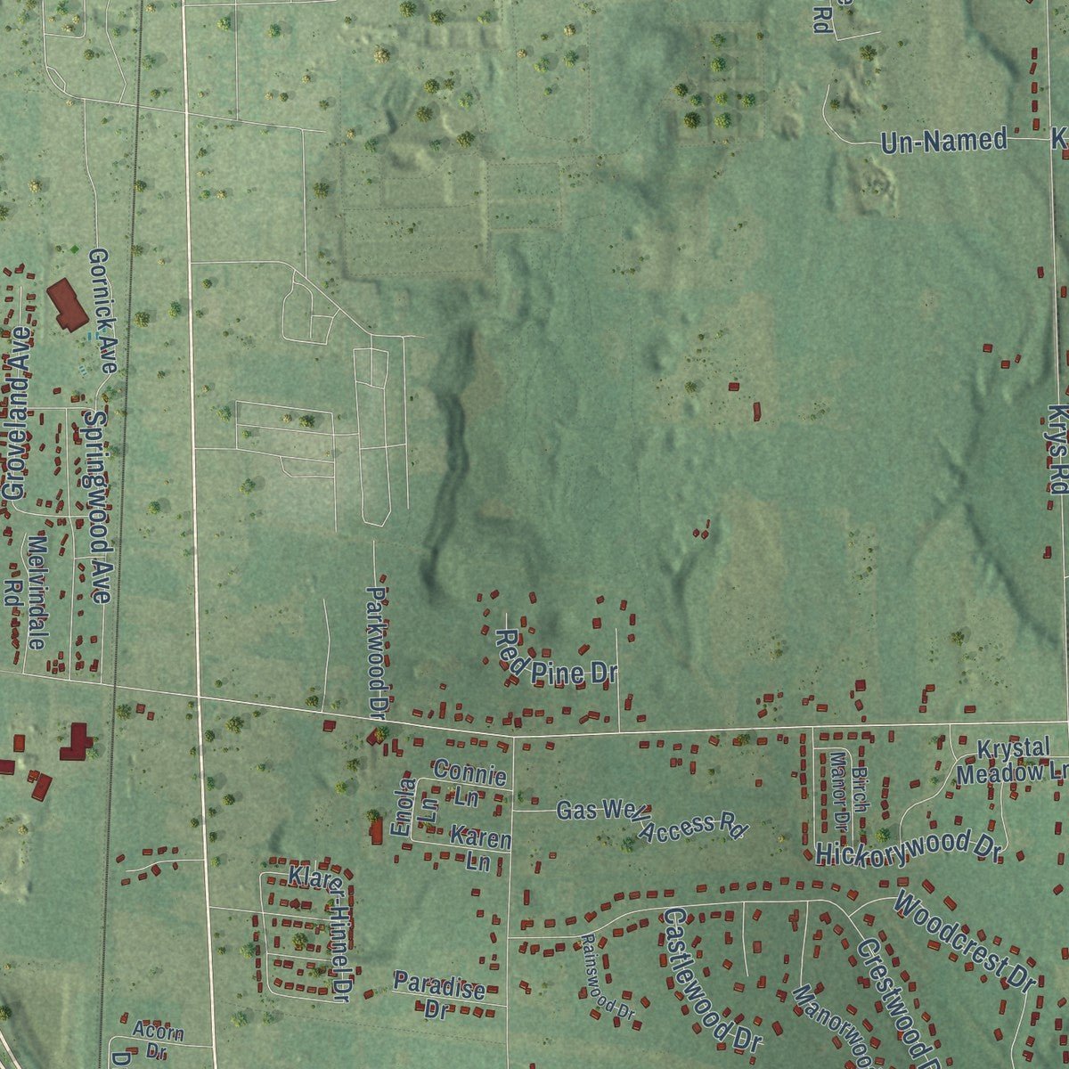 Second close-up of the map of Bagley, Michigan print showing more streets and buildings