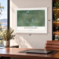 Bailey's Prairie, Texas map, 18 x 24 inch print in a white frame in a home office