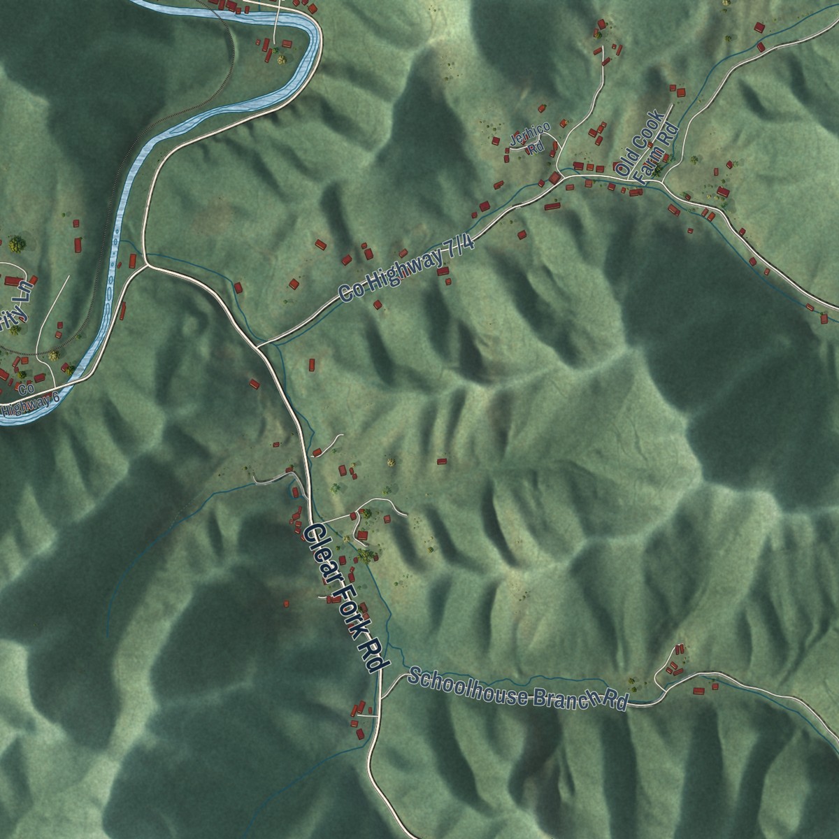 Second close-up of the map of Baileysville, West Virginia print showing more streets and buildings