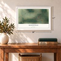 Baileyville, Kansas map, 12 x 18 inch print in a white frame in an entryway