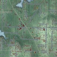 Second close-up of the map of Bainbridge Island, Washington print showing more streets and buildings
