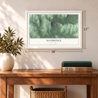 Bainbridge, New York map, 12 x 18 inch print in a white frame in an entryway