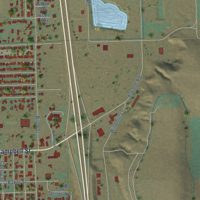 Second close-up of the map of Baker City, Oregon print showing more streets and buildings