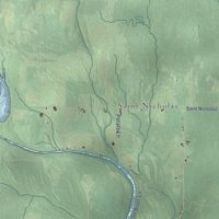 Second close-up of the map of Baldwin, Delta County, Michigan print showing more streets and buildings