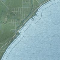 Second close-up of the map of Baldwin, Iosco County, Michigan print showing more streets and buildings