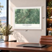 Ball Ground, Georgia map, 18 x 24 inch print in a white frame in a home office