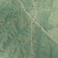 Second close-up of the map of Ball, Louisiana print showing more streets and buildings