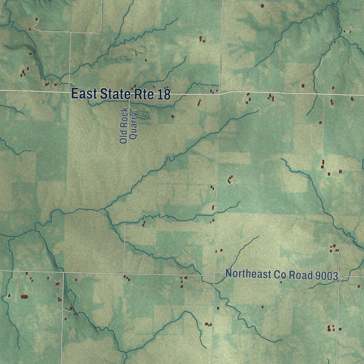Second close-up of the map of Ballard, Missouri print showing more streets and buildings