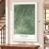 Ballard, Missouri map, 24 x 36 inch print in a white frame by a staircase