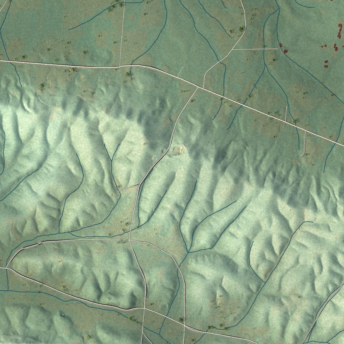 Second close-up of the map of Ballplay, Alabama print showing more streets and buildings