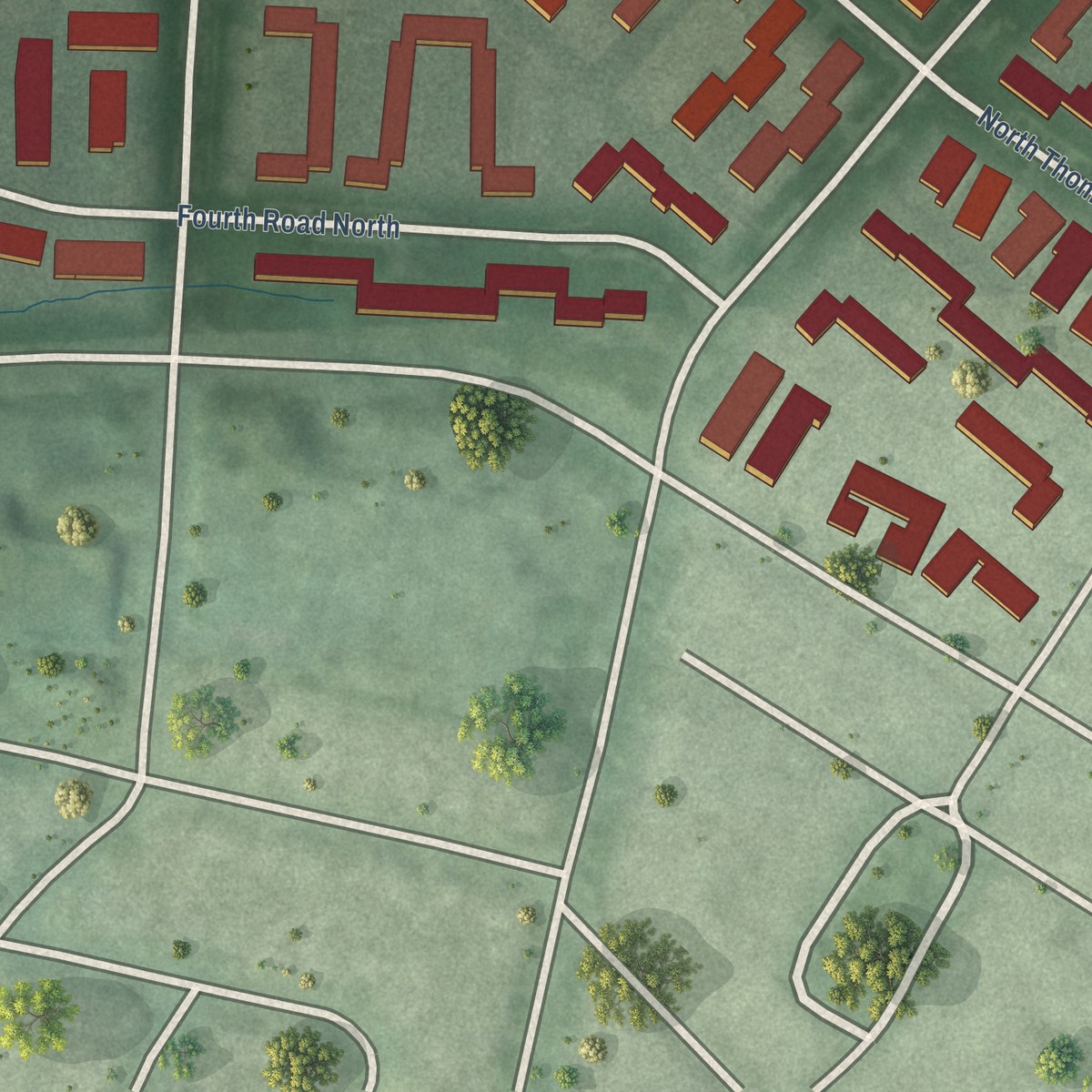 Second close-up of the map of Ballston, Virginia print showing more streets and buildings