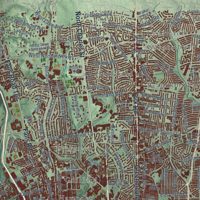Second close-up of the map of Baltimore, Maryland print showing more streets and buildings