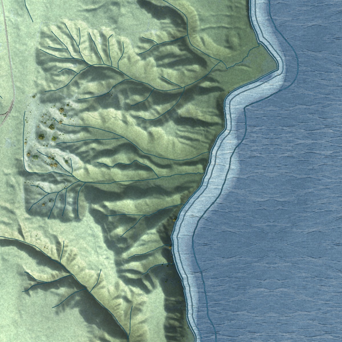 Second close-up of the map of Bangor Base, Washington print showing more streets and buildings