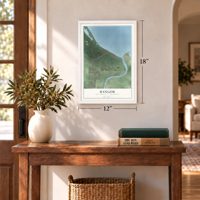 Bangor, Bay County, Michigan map, 12 x 18 inch print in a white frame in an entryway