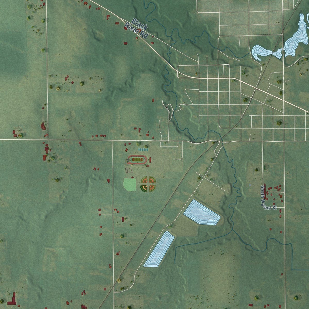 Second close-up of the map of Bangor, Van Buren County, Michigan print showing more streets and buildings