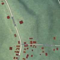 Second close-up of the map of Bannock, Ohio print showing more streets and buildings