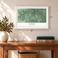 Banoak, North Carolina map, 12 x 18 inch print in a white frame in an entryway