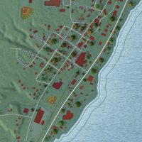 Second close-up of the map of Baraga, Michigan print showing more streets and buildings