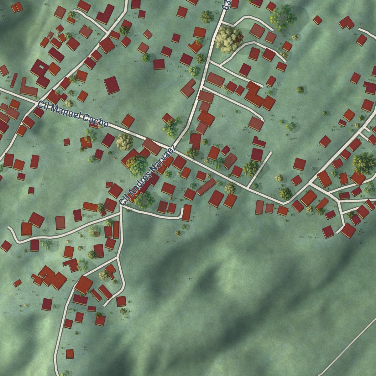 Second close-up of the map of Barahona, Puerto Rico print showing more streets and buildings