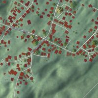 Second close-up of the map of Barahona, Puerto Rico print showing more streets and buildings