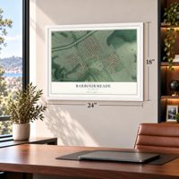 Barbourmeade, Kentucky map, 18 x 24 inch print in a white frame in a home office