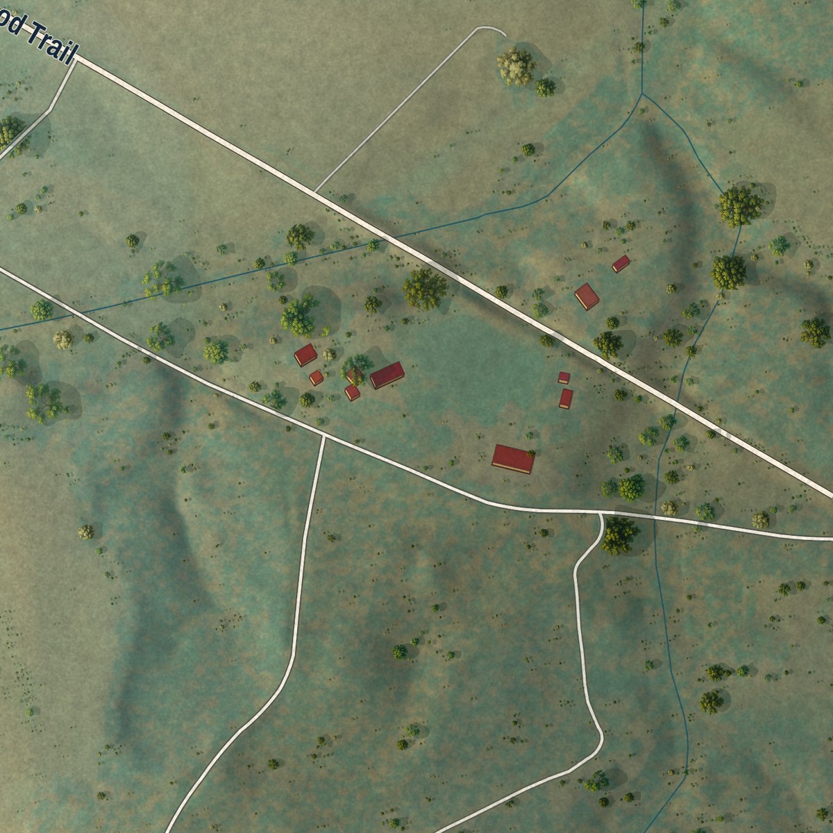 Second close-up of the map of Barboursville, Virginia print showing more streets and buildings