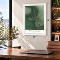 Barclay, Maryland map, 18 x 24 inch print in a white frame in a home office