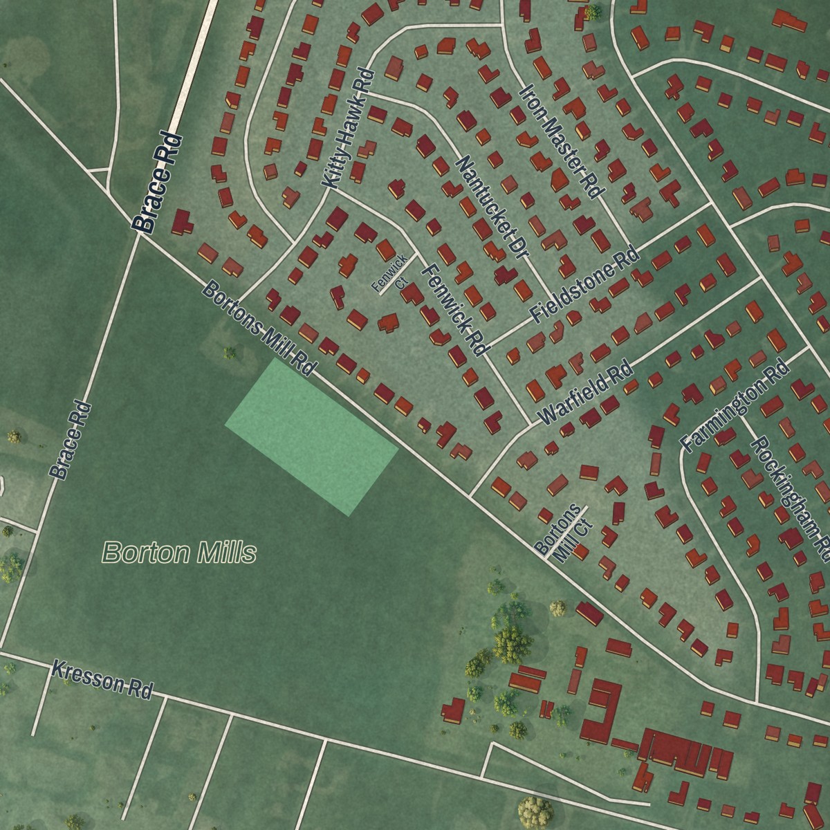 Second close-up of the map of Barclay, New Jersey print showing more streets and buildings
