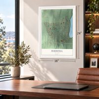 Bardonia, New York map, 18 x 24 inch print in a white frame in a home office