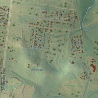 Second close-up of the map of Barfield, Tennessee print showing more streets and buildings