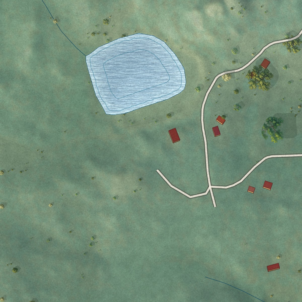 Second close-up of the map of Bark Ranch, Colorado print showing more streets and buildings
