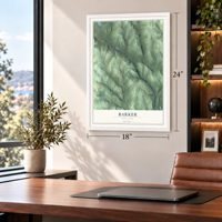 Barker, New York map, 18 x 24 inch print in a white frame in a home office