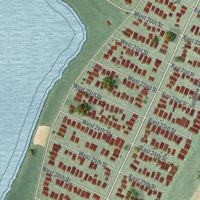 Second close-up of the map of Barnegat Light, New Jersey print showing more streets and buildings