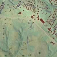 Second close-up of the map of Barnesville, Georgia print showing more streets and buildings