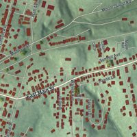 Second close-up of the map of Barnesville, Ohio print showing more streets and buildings