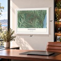 Barnhart, Missouri map, 18 x 24 inch print in a white frame in a home office